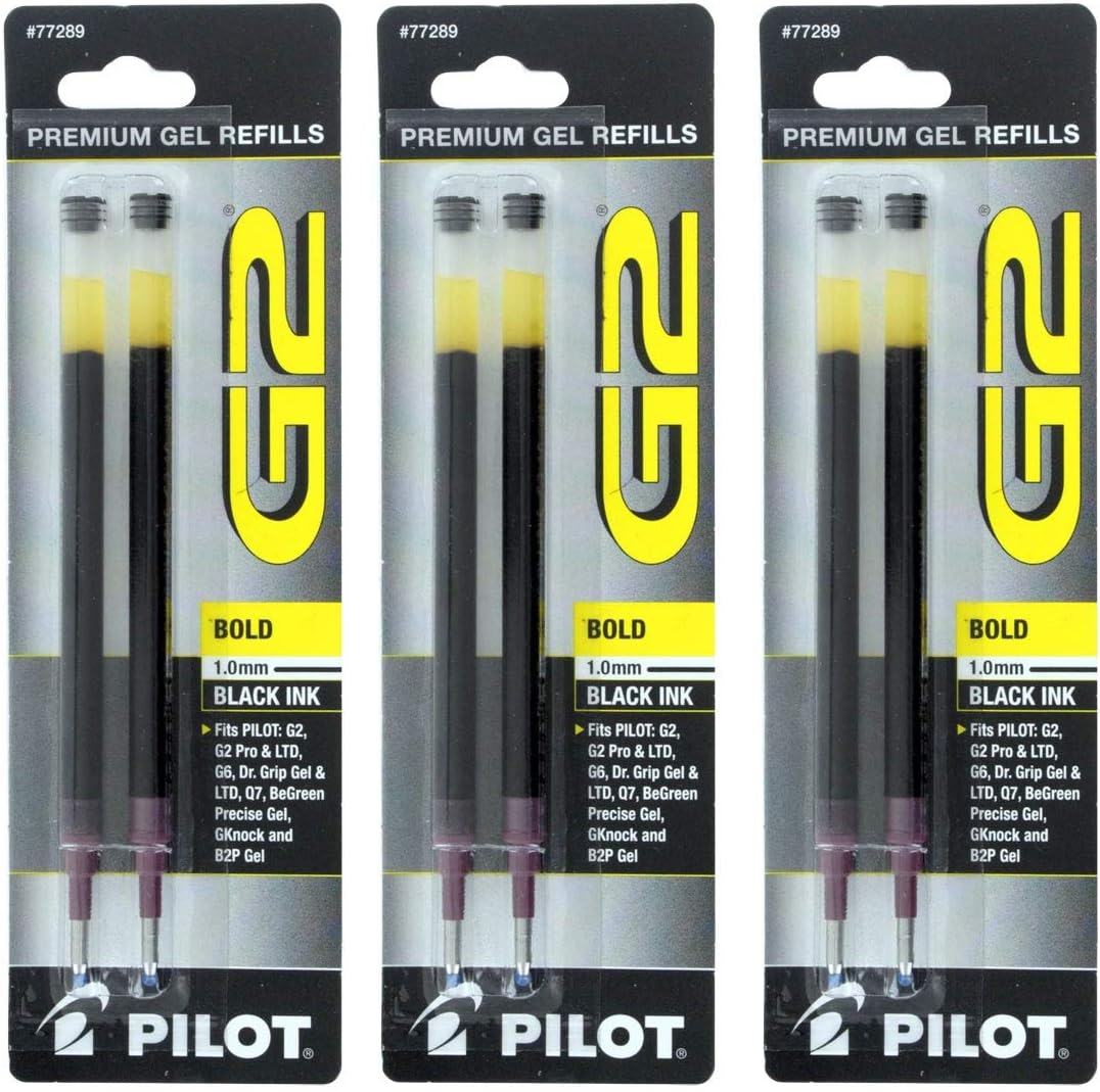 Pilot G2 Gel Ink Pen Refills Black 1.0 mm, 2ct/pk, 3 Packs