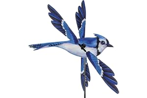 PREMIER KITES Whirligig Spinner Blue Jay 18" – Vibrant Bird-Themed Design, Weather-Resistant Outdoor Decor, Durable & Lightweight for Patios, Yards, and Gardens - Eye-Catching Wind Spinner
