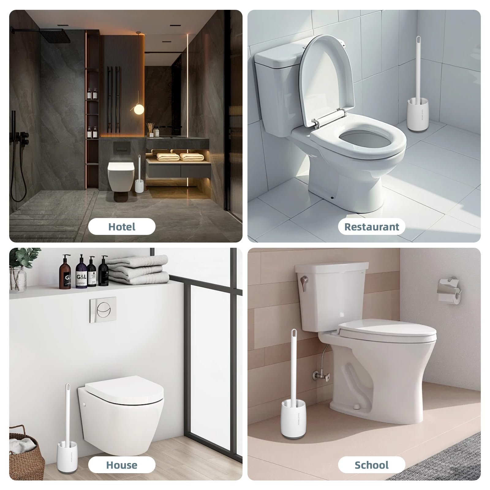 Carehabi Klobürste Toilettenbürste WC Bürste Mit Halter WC Garnitur Toilettenreinigung Für Hotel, Hygiene im Bad, Weiß 7
