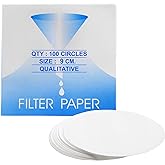 Eisco Filter Paper, 10 Micron, Medium Speed, 85 GSM, 9 cm, 100 Pack | No. 1-Equivalent, Lab Filter Paper, Filter Paper for Chemistry, Qualitative Separation, Student &amp; Instructor Use, Lab Work