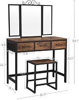 VASAGLE Dressing Table and Stool Set with Triple Fold Mirror RVT02BX view 6