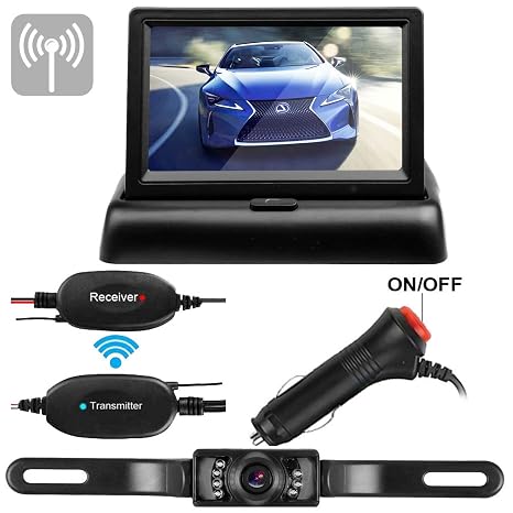 Emmako Wireless Backup Camera 43 Monitor Kit For Carsuvrvvan Rear View System Mirrorednormal View Switchable Onoff Guide Lines Width And Length