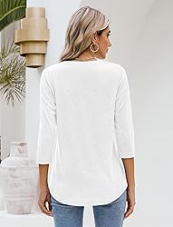 Sherosa Womens Summer Tops 3/4 Sleeve V Neck Casual