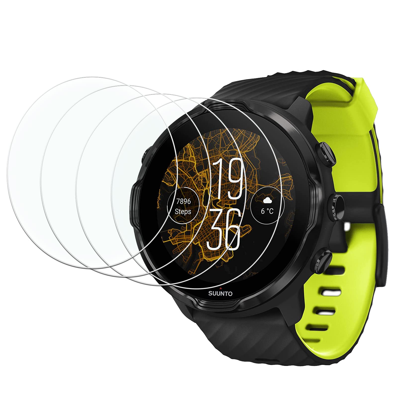 KELOLIN [Pack of 4] for Suunto 7 Tank Protection Glass Screen Protector 9H Hardness Scratch Resistant Anti-Glare HD Screen Protector Compatible with Suunto 7