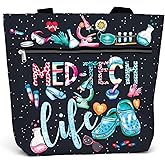 84hoods Large Waterproof Tote Bag with Pockets and Zipper for Work. Gift for Nurse. Shoulder Bag for Women.