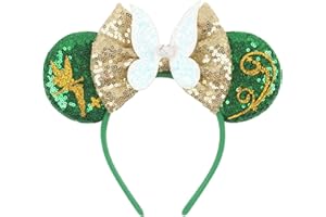 zhezesmila Shiny Mouse Ears Headband Elf Ears with Sparkly Bow Princess Headwear Decoration Hair Accessories for Women Birthday Party Theme Park