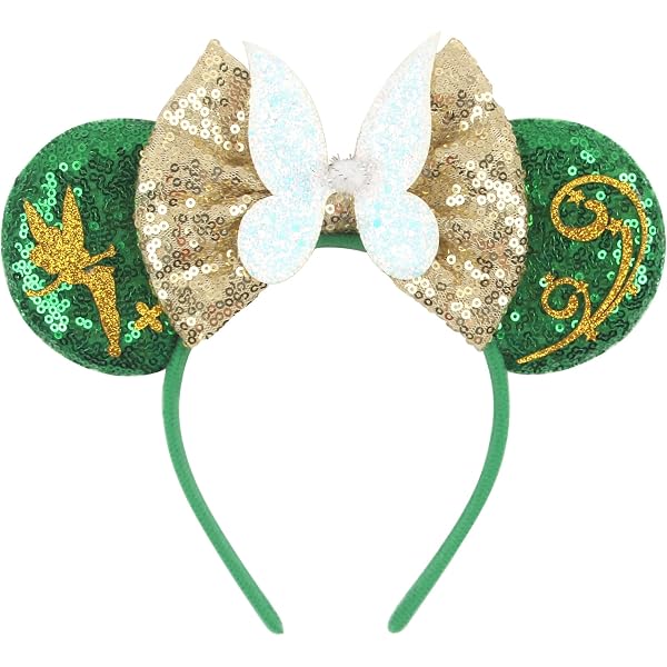 CLGIFT Disney Minnie Maus Ohren Kopfband – Handgefertigt, Mit Pailletten, In Verschiedenen Farben Wie Rot-gold & Regenbogen-Glitzer