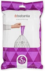 Brabantia PerfectFit Bin Liners Size C 10-12 Litre Thick Plastic 40 Bags