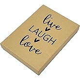 TheDisplayGuys - 10-Pack Cardboard Kraft Paper Gift Boxes w. Lid & Cotton Padding - Brown/Black "live LAUGH love" - 5.4" x 3.9" x 1.0" (#53)