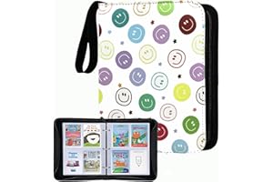 THISNESS Card Holder for Yoto Cards 120 Cards Capacity Card Case Organizer with Zipper Card Binder for Yoto Player and Yoto Mini Cards Storage, Smile