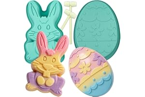 Easter Bunny Mold Egg Cake Pans, 2 Pack Giant Bunny Cake Pan Rabbit Cake Mold Silicone Cute Egg Mold Jumbo Bunny Breakable Ch