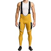 WIXEN Men’s Winter Cycling Bib Tights Thermal Fleece 3D Padded Bike Bib Pants with 4 Pockets
