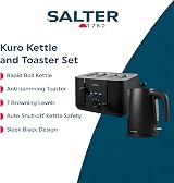 Salter Kuro Kettle and Toaster Set Black 1.7L 4-Slice 3kW 1850W view 2