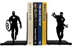 HeavenlyKraft Superhero Bookends | Decorative Bookends for Shelves | Non-Skid Book Holders for Shelves, Table | Unique Home/Office Decor | Heavy Bookends| Metal Book Ends| 7x5.5x4 Inches Each