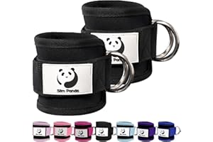 Slim Panda Ankle Straps for Cable Machine, Ankle Cuffs for Kickbacks, Glute Kickback Ankle Strap for Glute Workouts, Adjustab