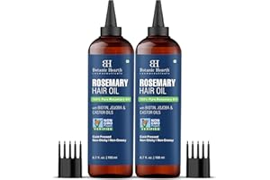 Botanic Hearth Rosemary Oil for Hair Growth | Strengthening Biotin, Jojoba, Castor Hair Growth Oil for frizzy hair | Dry, Damaged Scalp Treatment | Color Safe | All Hair Types | 6.7 Fl Oz (2 Pack)