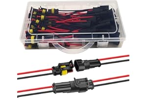 Twippo 20 Kits 16 AWG 2 Pin Connector Waterproof Wire Connectors 2 Pin Automotive Electrical Connectors Quick Disconnect 2 Wire Connectors with 16 Gauge Wire