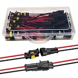 Twippo 20 Kits 16 AWG 2 Pin Connector Waterproof Wire Connectors 2 Pin Automotive Electrical Connectors Quick Disconnect 2 Wire Connectors with 16 Gauge Wire