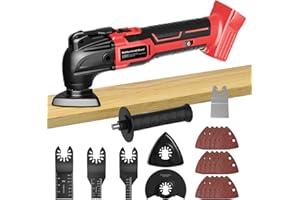 SAMVINOR Cordless Oscillating Tool for Milwaukee 18V Battery, Oscillating Multi Tool Kit with Auxiliary Handle, 6 Variable Speed, Oscillating Saw for Scraping, Sanding, Cutting Wood (Battery Not Included)