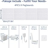 WOPPLXY Pegboard Combination Kit 4x 30x30cm White Wall Organiser 22 Accessories view 2