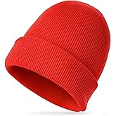 Beanie for Men Women Winter Beanie Slouchy Beanies Cap Knit Cuffed Plain Hats Warm Thick for Men Women Hunting Fishing Gardening (Red)