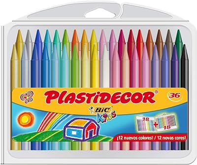 Plastidecor farbig Wachsmalstifte, Klassisch, 36 Stück (1er Pack)