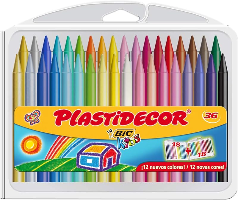Plastidecor farbig Wachsmalstifte, Klassisch, 36 Stück (1er Pack)