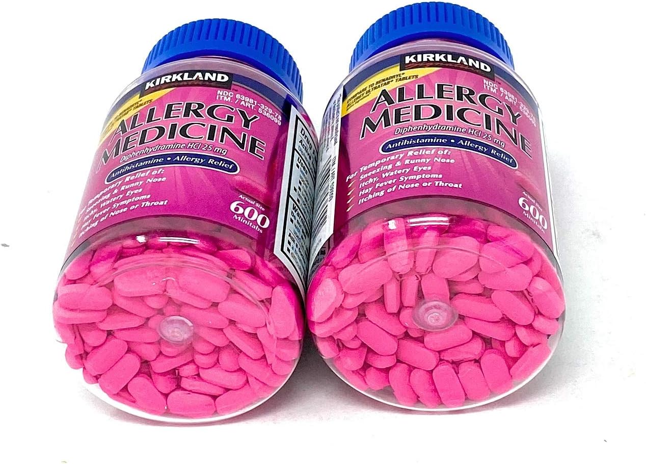 Kirkland Signature Allergy Medicine Diphenhydramine 25 Mg 600 Count (Pack of 2): Health & Personal Care