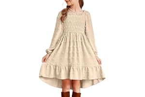 blibean Girls 2025 Fall Dresses Long Sleeve Polka Dots Pockets Dress Size 6-15 Years