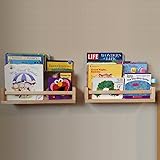 HAPOO Wood Nursery Floating Bookshelves Book Shelves for Kids Baby Room Farmhouse Bathroom Decor Kitchen Spice Rack 2 Packs