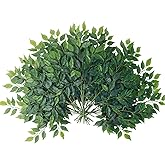 mizii 24pcs Artificial Greenery Stems Silk Green Leaves Fake 23in Ficus Garland Spray Plants Faux Greenery Decoration for Centerpieces Wedding Arch Flower Bouquet Table Home Decor (24)