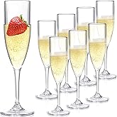 Elsjoy 8 Pack Acrylic Champagne Flutes, 6 Oz Stemmed Champagne Glasses Unbreakable Champagne Coupes, Reusable Champagne Toasting Cups for Wedding, Party, Bar