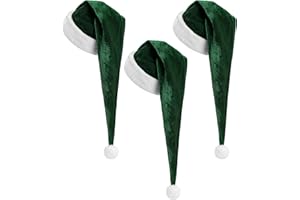 Cozypower 3 Pcs Christmas Santa Hat for Adults with Plush Brim Thicken Unisex Velvet Classic Xmas Holiday New Year Party