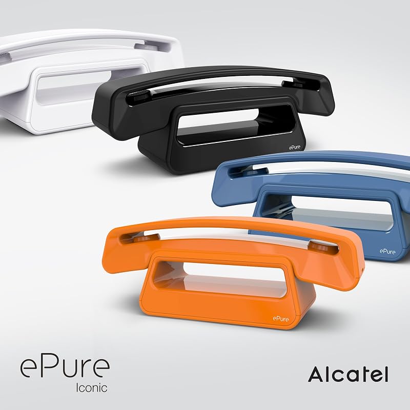 Epure Iconic - Teléfono Inalámbrico DECT - Diseño Vintage - Gran Pantalla Gráfica Altamente Legible - Manos Libres - Bloqueo de Llamadas - Naranja — foto 4 de 8