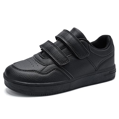 HIULYCENCE Trainers Boys School Shoes Kids Sneakers Hoop and Loop Comfortable Running Shoes Classic Uniform Shoes Black 13 UK Child