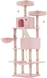 Feandrea Cat Tree 206 cm Tall with 13 Scratching Posts PCT190P01V1 Pink