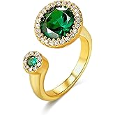 SNGIA 18K Gold Plated Brown Tiger Eye CZ Natural Stone Adjustable Statement Open Ring for Women by SNGIA, Summer Beach Unique Bead Gemstone Stackable Wedding Date Birthday Gift, Bohemian Stone Irregular Trendy Navy Jewelry, Textured Patterned Fashion Quartz Accessories, Vintage Hammered Circular Nickle Free Gifts.