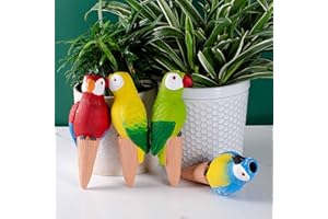 CCFREELIFE Premium Art 4 Pack Vibrant Parrot Terracotta Plant Watering Spikes, 150ml self Watering Terracotta Spikes Keeps Plants Hydrated 5-7 Days | Tropical Vacation Helper, Gift for Plant Lovers
