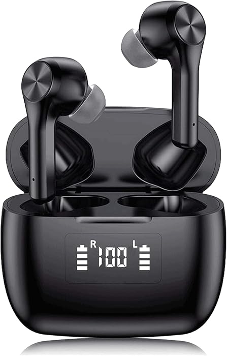 NineTech True Wireless Earbuds Bluetooth 5.0 Earphone for iOS, Android, Windows and Laptop Mini Headphone with Microphone Smart Touch IPX7 Waterproof, Hi-fi Stereo Sound Quality, One Step Pairing