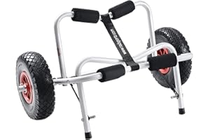 Kayak Cart - Canoe Dolly with Airless Tires, Aluminum Frame, and 140lb Capacity for Transporting Jon Boats, Paddleboards, SUP by Rad Sportz (White)