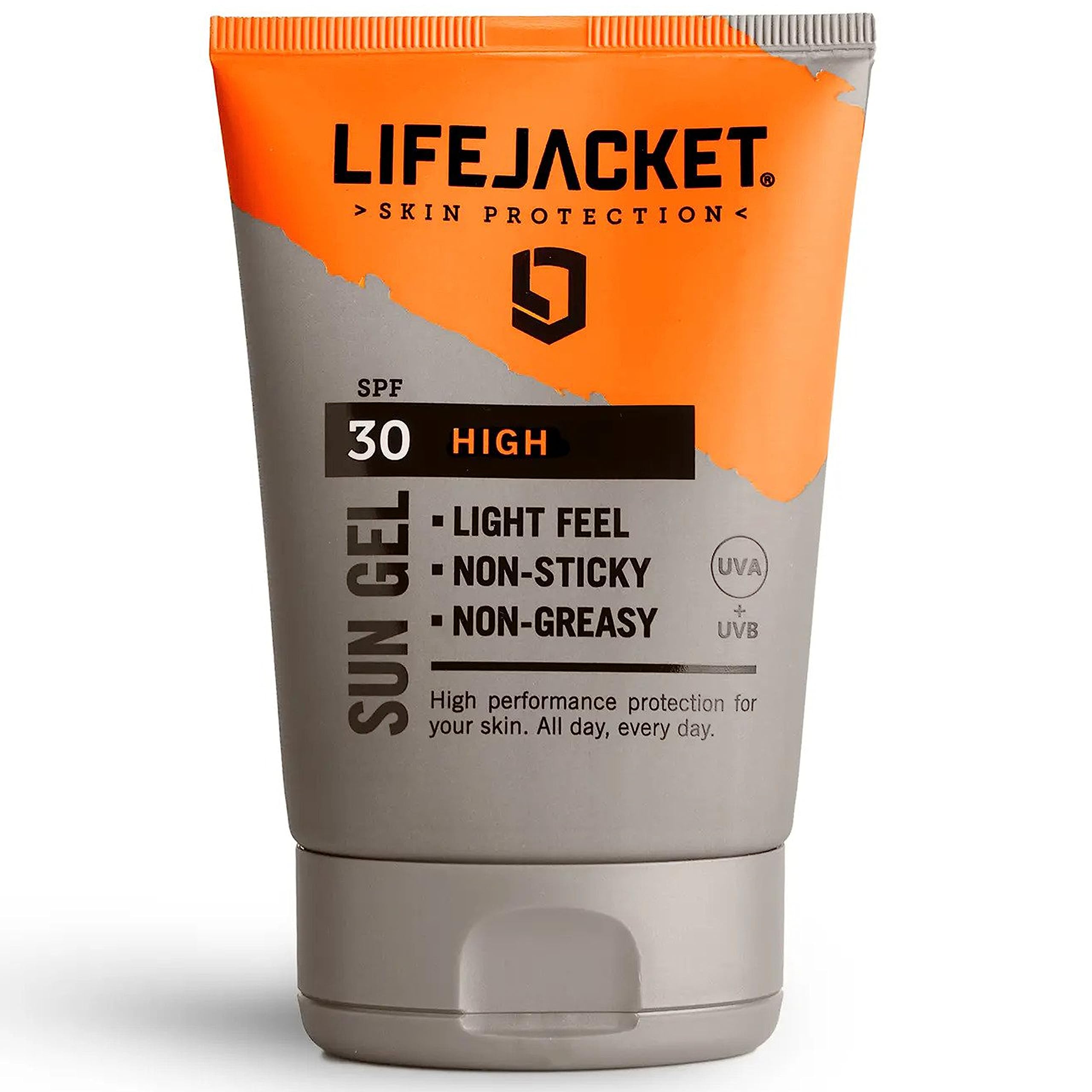 LifeJacket Sun Protection Gel SPF 30 UVA, UVA 5* Sun Cream/Sunscreen factor 30, Face + Body 100ml Lightweight, Non-greasy, Water resistant, Cruelty free, Clinically Approved for Sensitive & Dry Skin