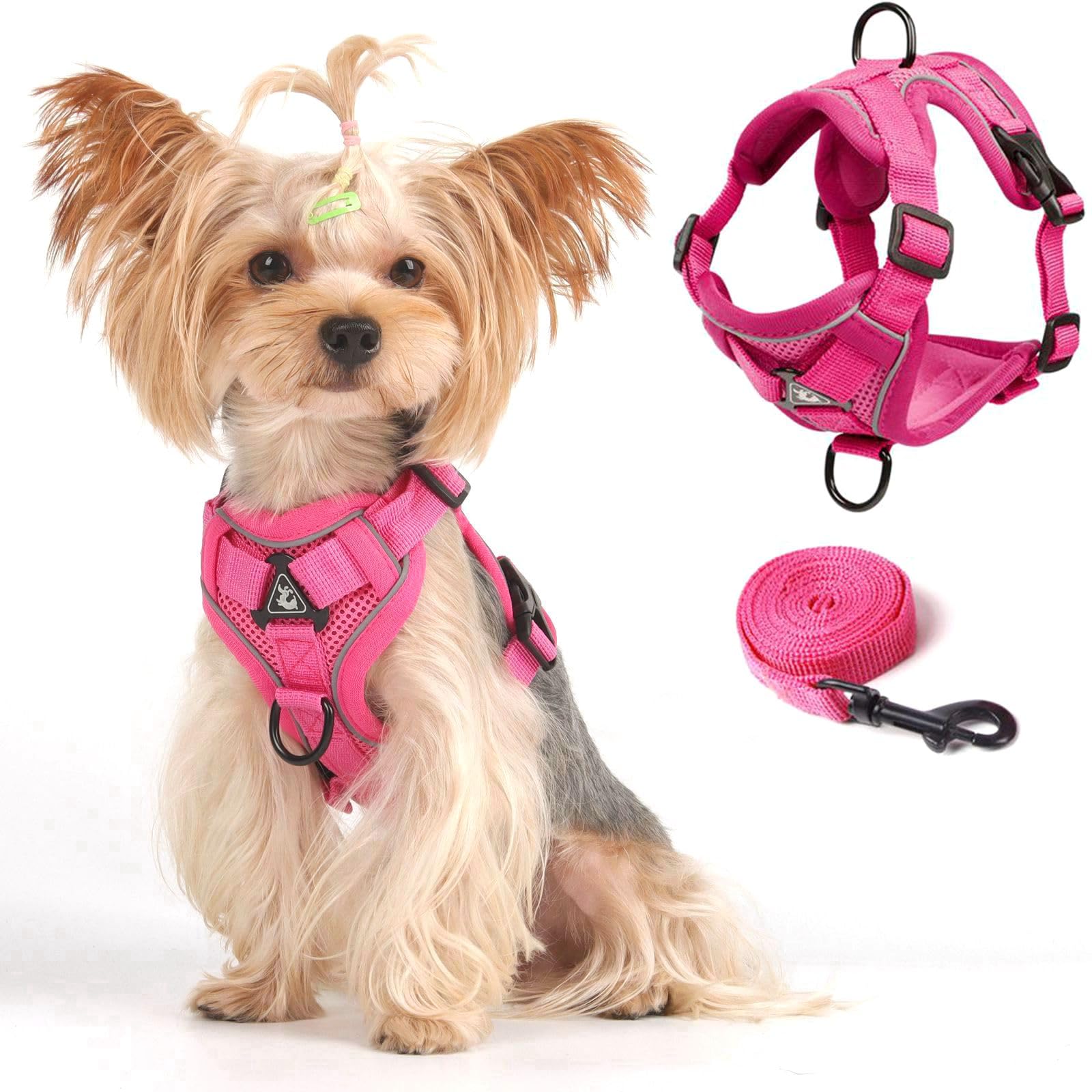 Vest Harness Leash Set for Small Dog Large Cat, Upgraded Escape Proof Adjustable Jacket with Lead for Puppy Fat Cat Outdoor Walking, Soft Breathable Mesh Coat with Reflective Strip for Dark XL Pink — image 1