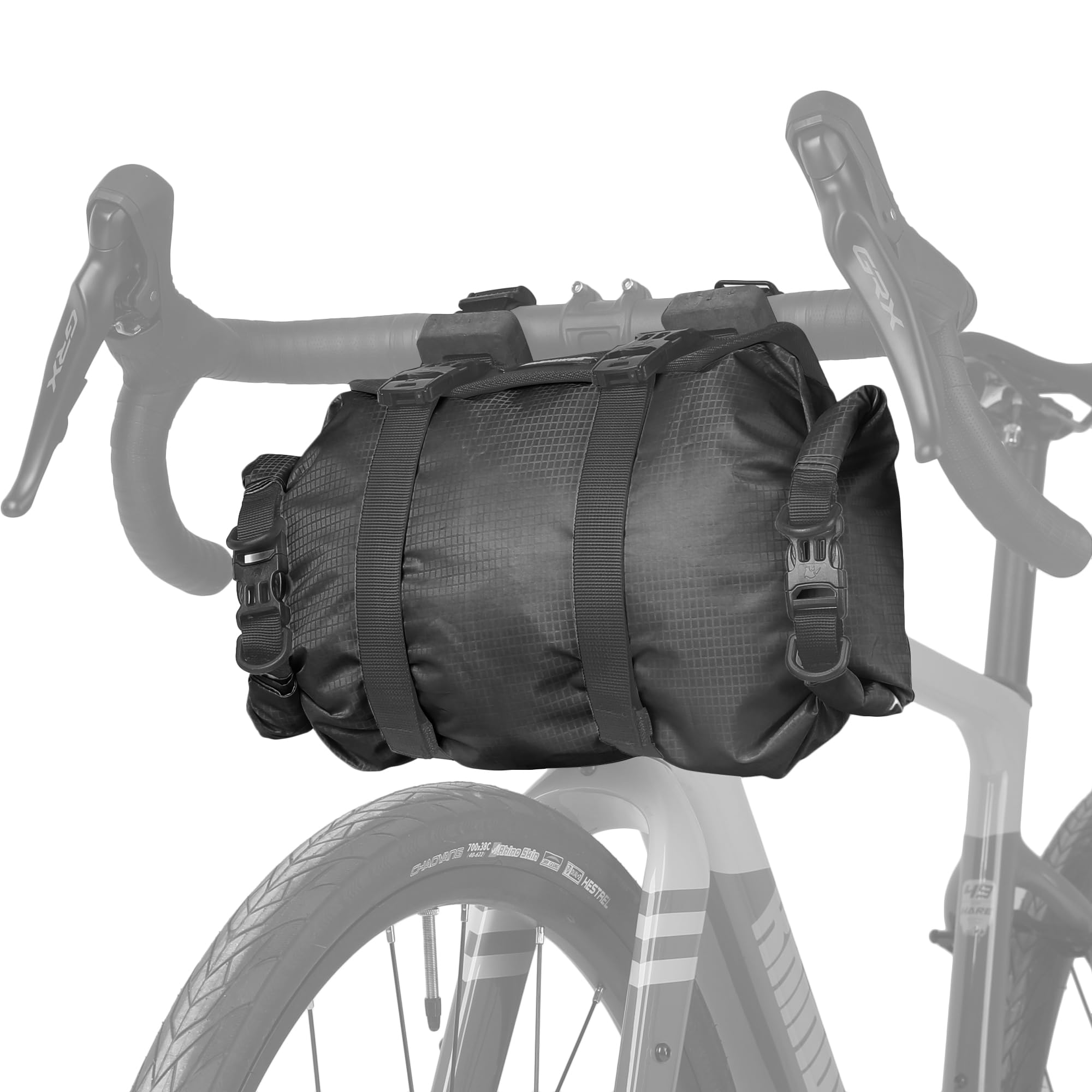 Rhinowalk Bike Handlebar Bag Waterproof Dry Bag 12L Bicycle Front Roll Bag Large Capacity Storage Bag Shoulder Bag for Bikepacking, Y9400B