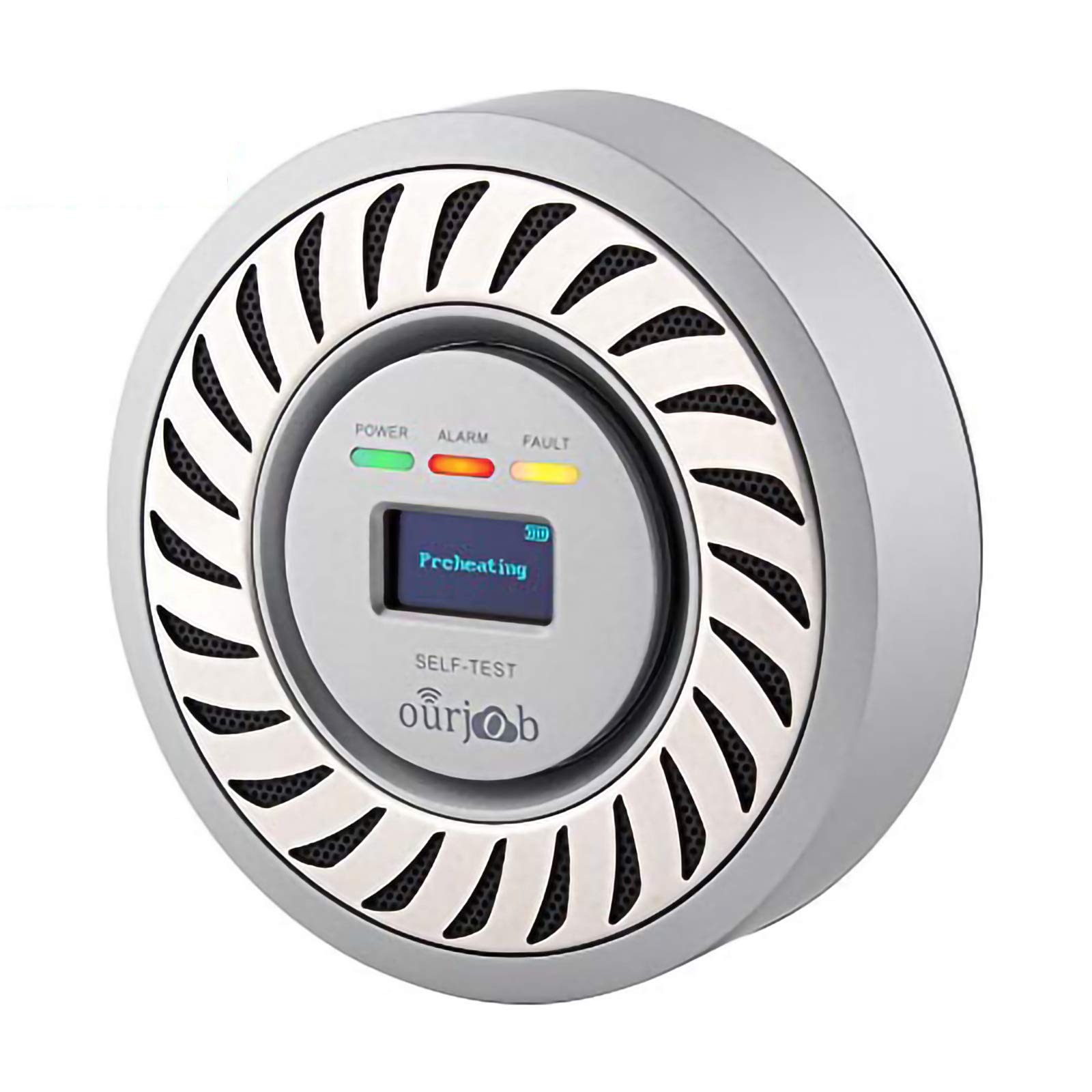 CO Detector Carbon Monoxide Alarm, Electrochemical Sensor CO Alarm, Lithium Rechargeable Battery CO Gas Tester, USB Plug in CO Monitor with OLED Digital Display for Home/Garage/Caravan (Silver Gray)