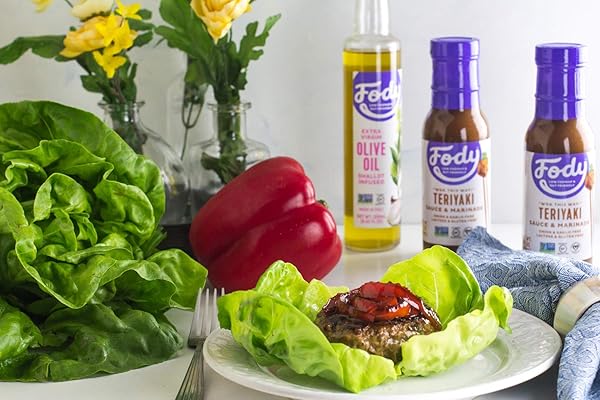 FODY FOODS VEGAN TERIYAKI SAUCE MARINADE PACK | SESAME TAMARI | LOW FODMAP CERTIFIED | GUT FRIENDLY NO ONION NO GARLIC NO MSG | IBS FRIENDLY | GLUTEN FREE LACTOSE FREE | 4 BOTTLES, 8 OUNCE