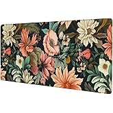 Japanese Floral Aesthetic Flowers Gaming Mouse Pad, Large Mouse Pad for Desk Mat XXL XL Mousepad, Big Keyboard Pad Office Desk Accessories Decor