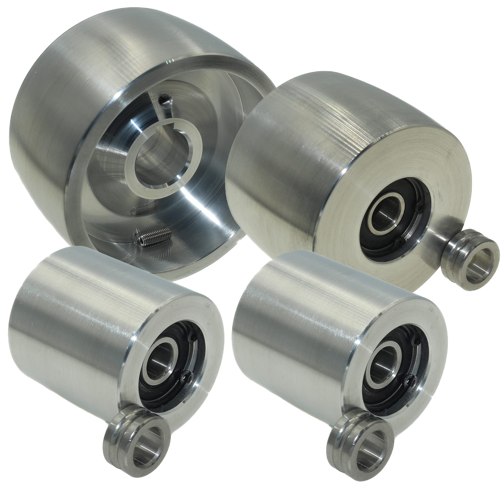 (AL4-24) CNC Machined Belt Grinder Wheel Set for Knife Grinders 100 mm Drive-24 mm Shaft 75 mm Track 50 mm Idler