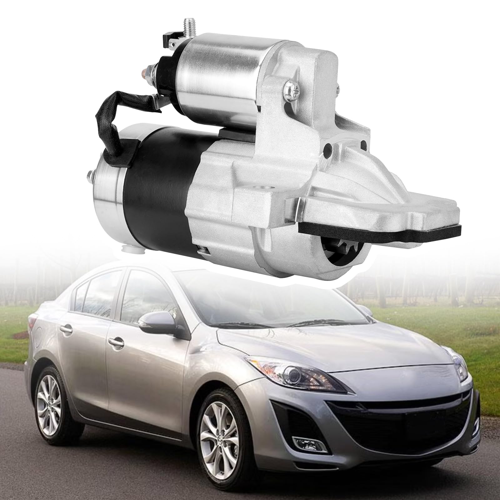 Photo 1 of 17598 Starter Motor Compatible with 2010-2013 Mazda 3 2012-2013 Mazda 5 2011-2013 Mazda 6 2011-2012 Mazda CX-7, L4 2.3L 2.5L, 12V 1.4KW 11 Teeth Clockwise, Replace# 17598N 410-48362 L538-18-400R0B
