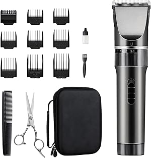 Haarschneidemaschine Profi Haarschneider Leiser Motor Selbstschärfende Titanium Keramik klingen Langhaarschneider Akku Kabellose 2000mAh Batterie Haartrimmer Set für Familien