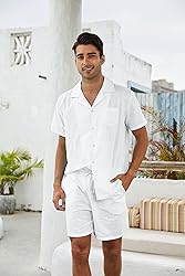 Fenxxxl Men's 2 Piece Linen Suits Summer Clothes